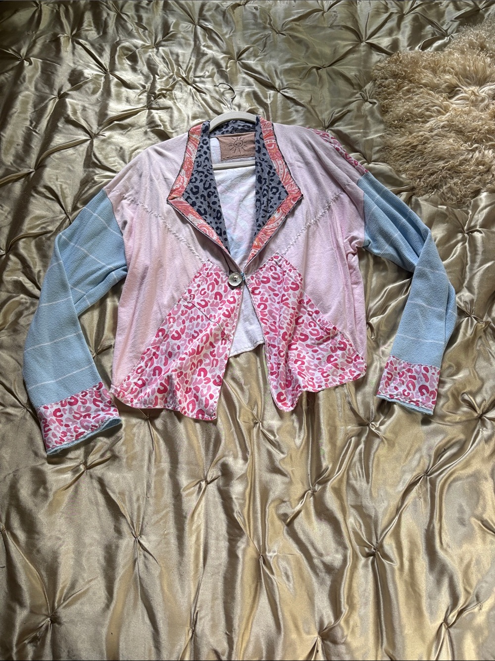 HANDMADE! Patchwork Pink & Blue Women's Lightweight Jacket